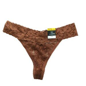NWT INC Thong SIZE M Brown Floral Lace